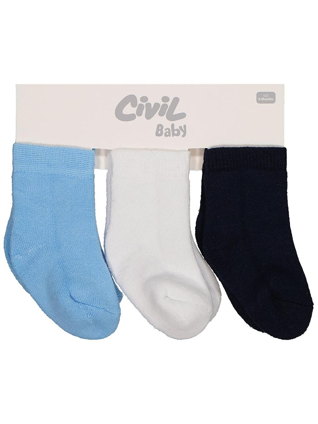 Beyaz Baby Basic Havlu 6- 3'lü Bebek Erkek Çorap Set - Standart
