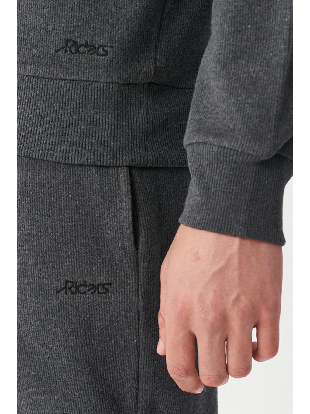 Regular Fit Kapüşonlu Şardonlu Antrasit Sweatshirt-4