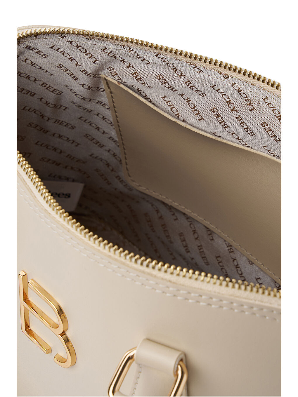 Ekru Brigitte Kadın Çapraz Askılı El ve Omuz Çantası-5