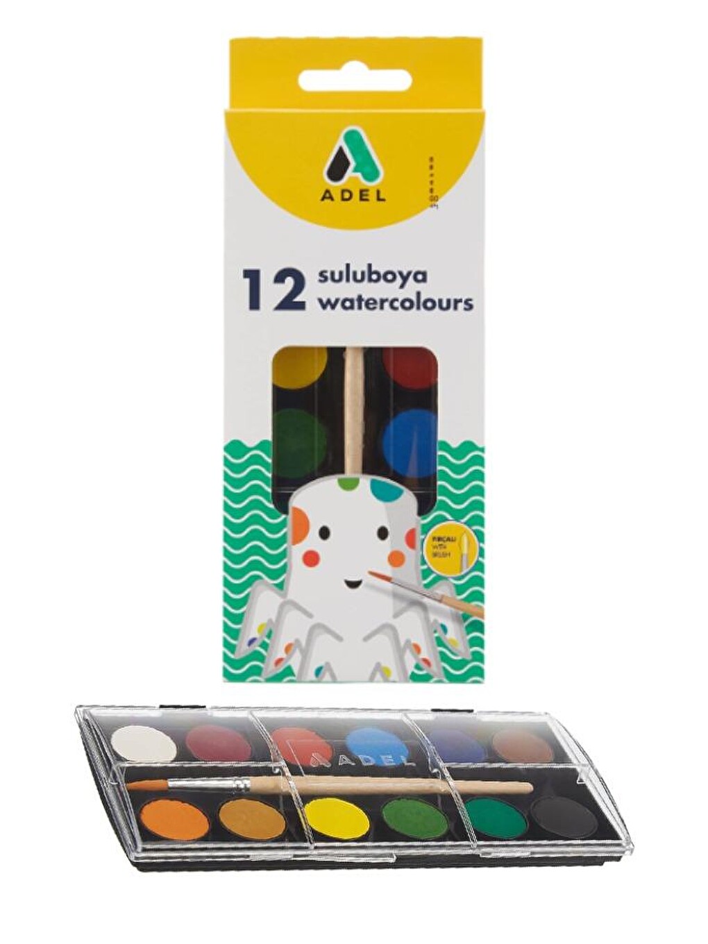 Öğrenci Okul Boyama Seti 3 Lü Adel 12 Renk Pastel Boya Kuru Boya Sulu Boya 12 Li Boya Set Kreş Seti-2