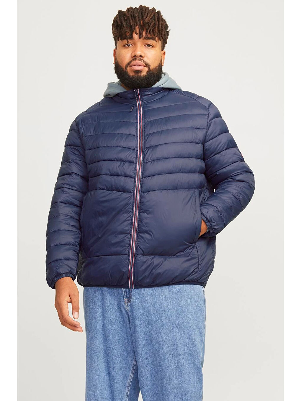 Jack & Jones Lacivert Plus Jjesprint Comfort Fit Dik Yaka Erkek Mont 12259005