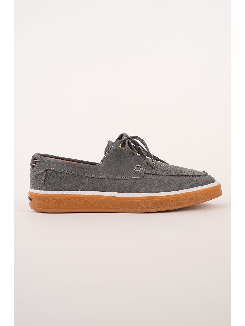 Gri CRAFT Hakiki Süet Deri Bağcıklı Erkek Günlük Loafer Ayakkabı-2