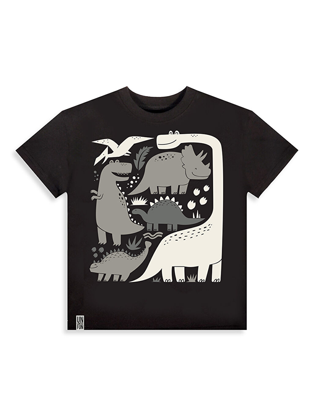 Siyah Erkek Çocuk Takım Dino Pamuk T-Shirt Ve Çizgili Keten Görünümlü Yazlık Şort-5