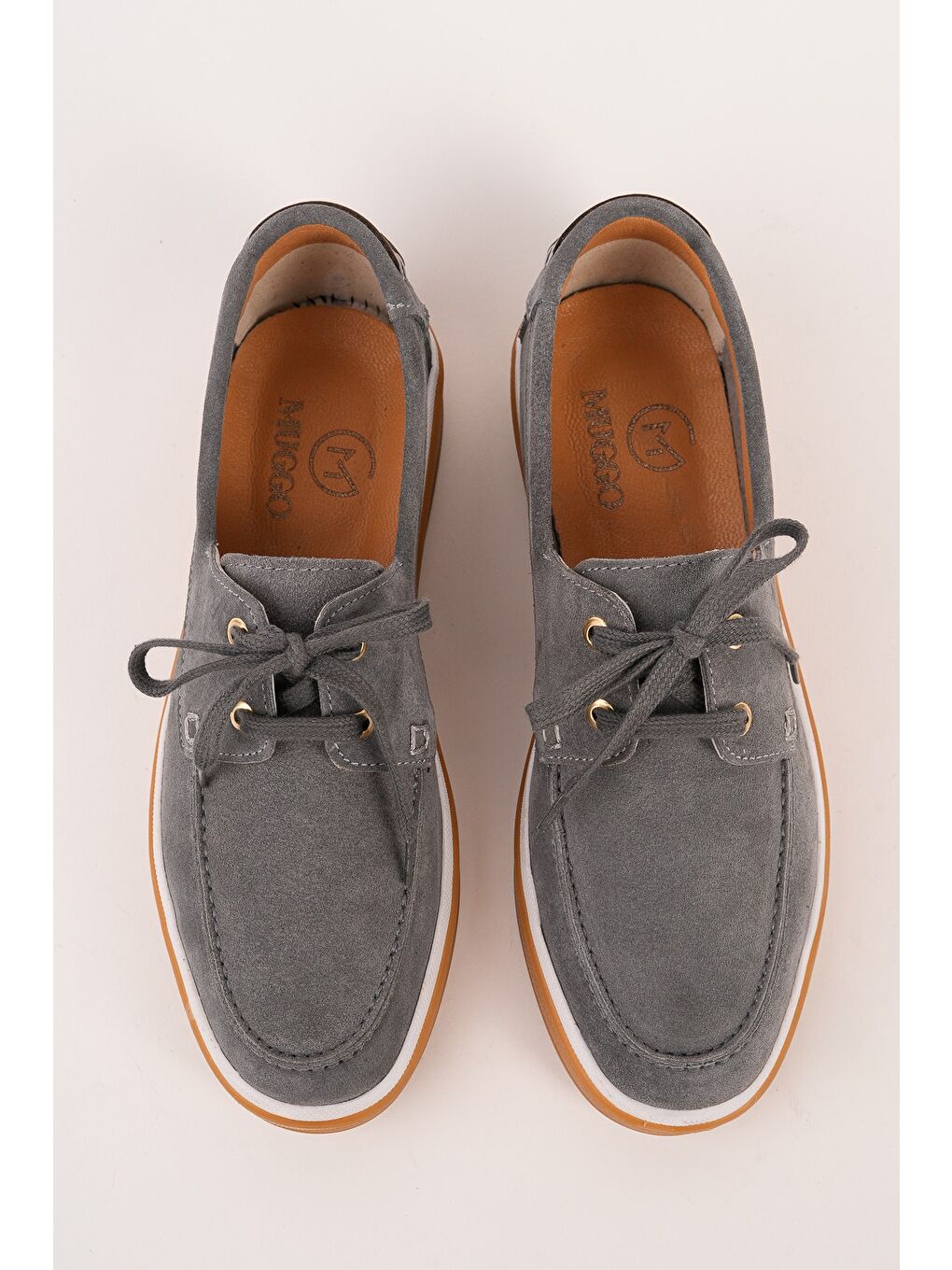 Gri CRAFT Hakiki Süet Deri Bağcıklı Erkek Günlük Loafer Ayakkabı-4