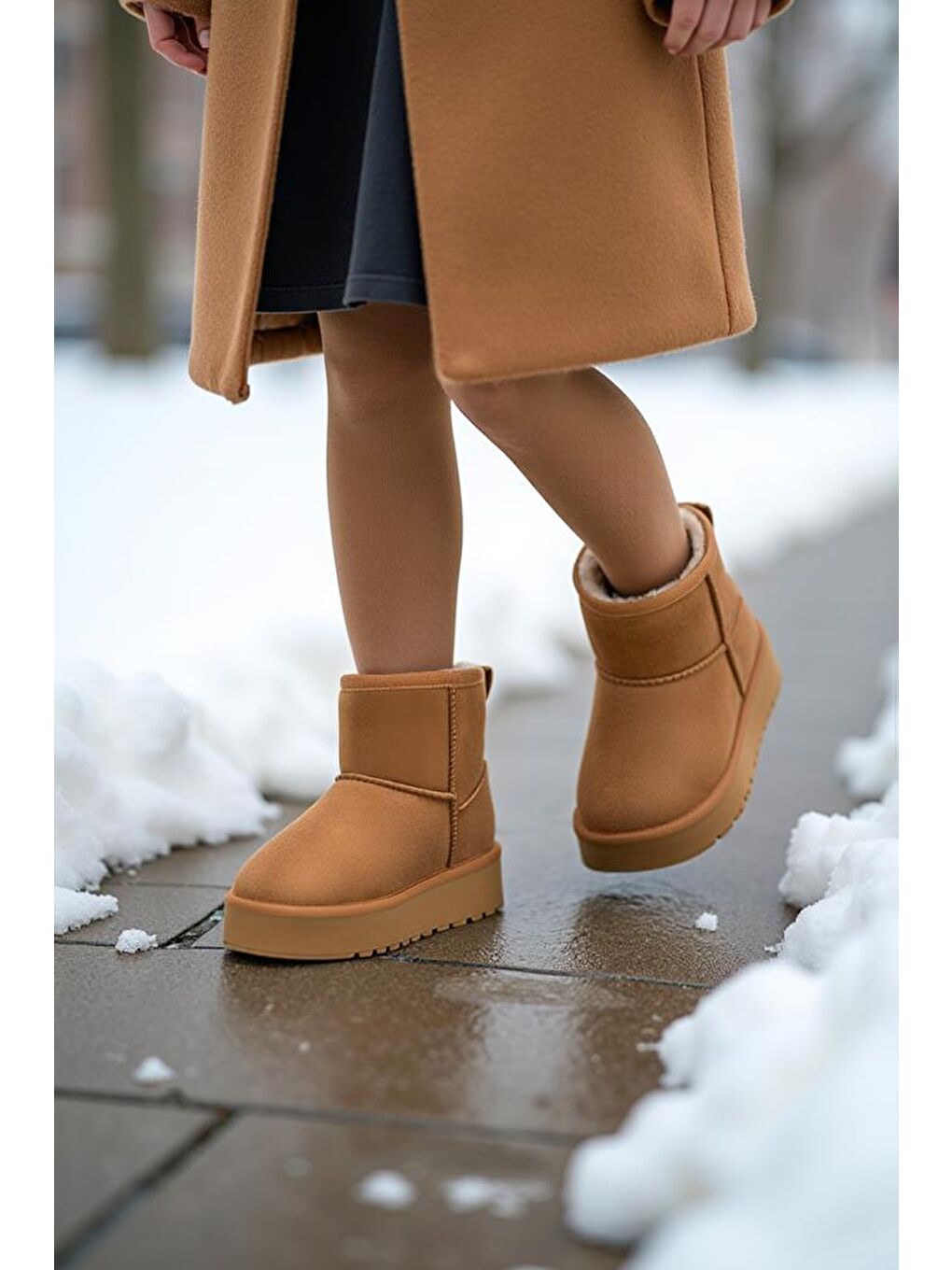 Kahverengi Snie C. Günlük Kız Çocuk Kürklü Bot Günlük Ayakkabı Sneaker 2025-1