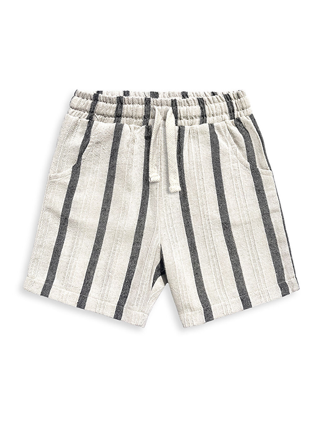 Siyah Erkek Çocuk Takım Dino Pamuk T-Shirt Ve Çizgili Keten Görünümlü Yazlık Şort-7