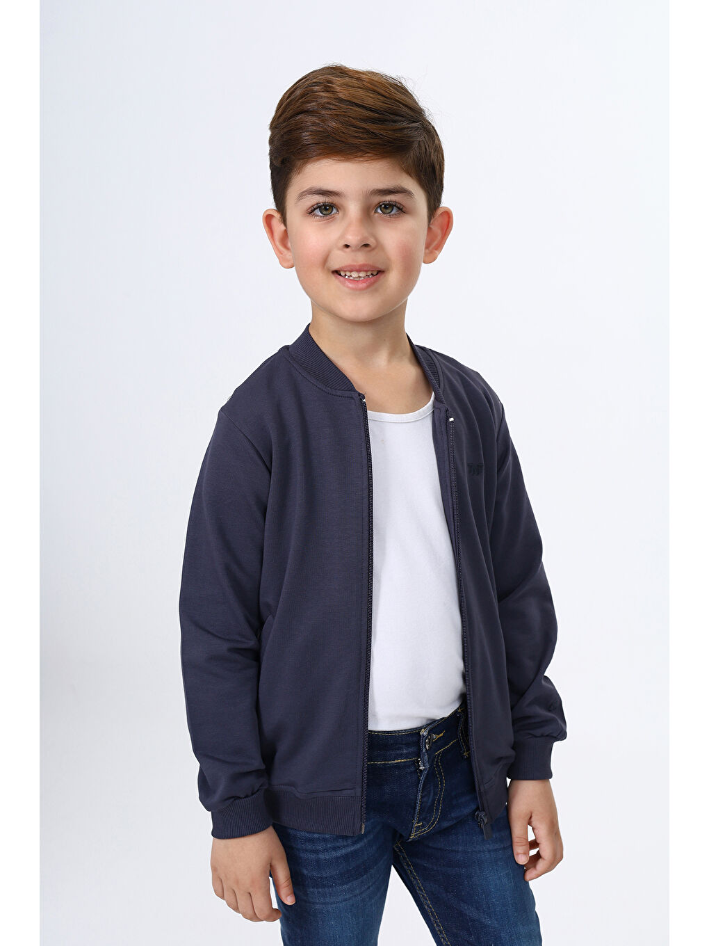 Toontoykids Gri Erkek Çocuk Nakışlı Fermuarlı Sweatshirt