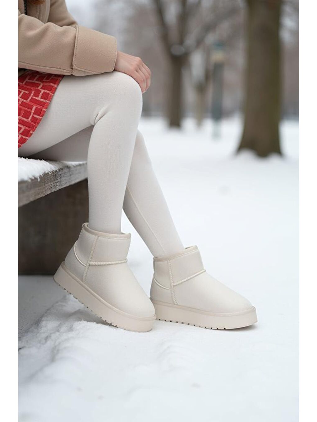 Bej Snie C. Günlük Kız Çocuk Kürklü Bot Günlük Ayakkabı Sneaker 2025-2