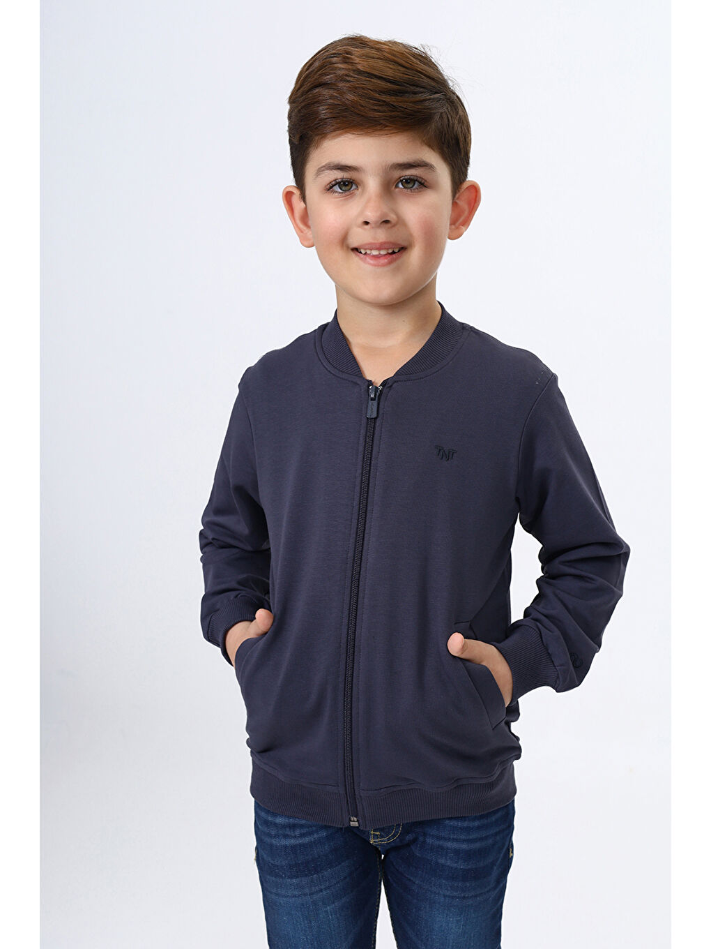 Toontoykids Gri Erkek Çocuk Nakışlı Fermuarlı Sweatshirt - 2