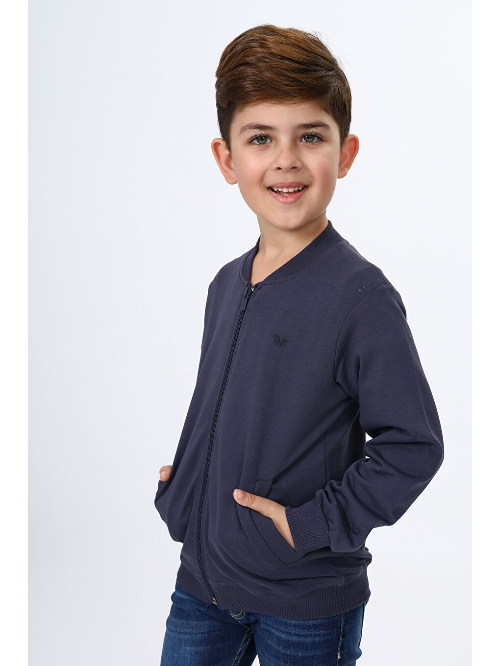 Toontoykids Gri Erkek Çocuk Nakışlı Fermuarlı Sweatshirt - 3