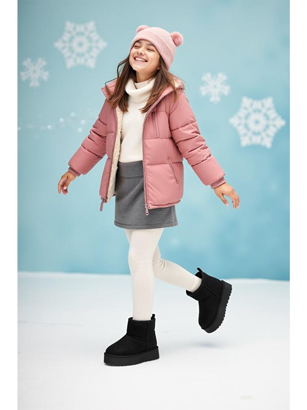 Siyah Snie C. Günlük Kız Çocuk Kürklü Bot Günlük Ayakkabı Sneaker 2025-1