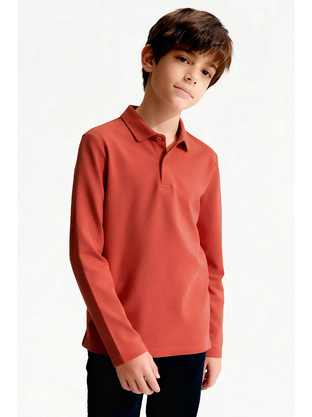 Basic Polo Yaka 2li Paket Lacivert-Coral Unisex Çocuk T-Shirt - 11170-3