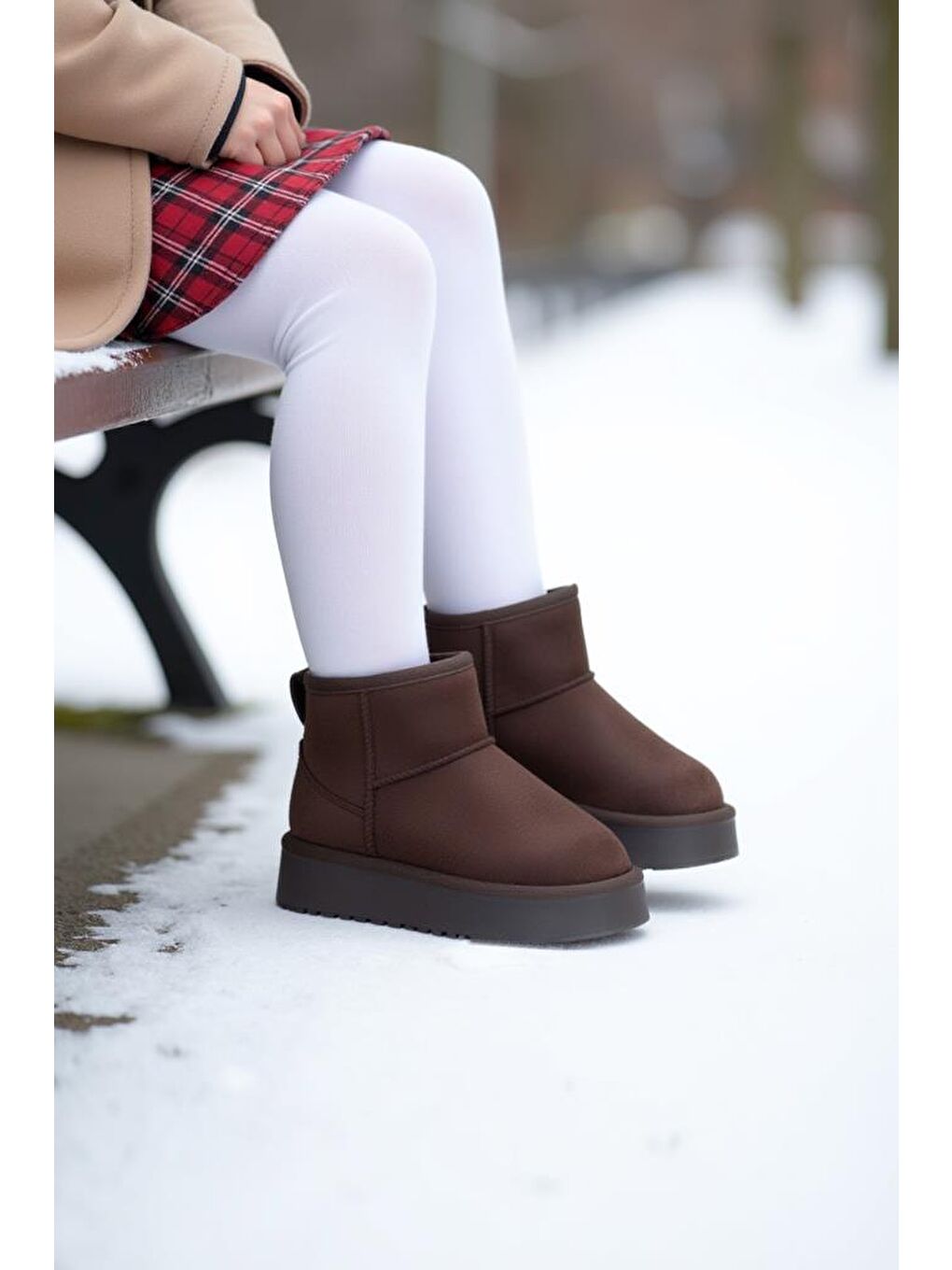 Kahverengi Snie C. Günlük Kız Çocuk Kürklü Bot Günlük Ayakkabı Sneaker 2025