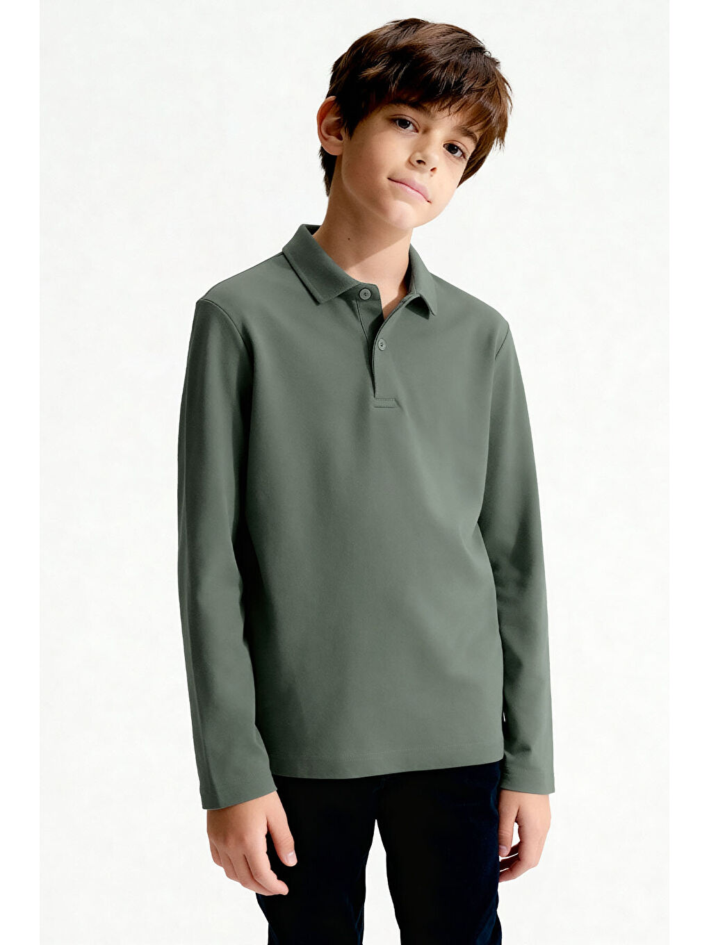 Basic Polo Yaka 3lü Paket Siyah-Beyaz-Çağla Unisex Çocuk T-Shirt - 11170-1