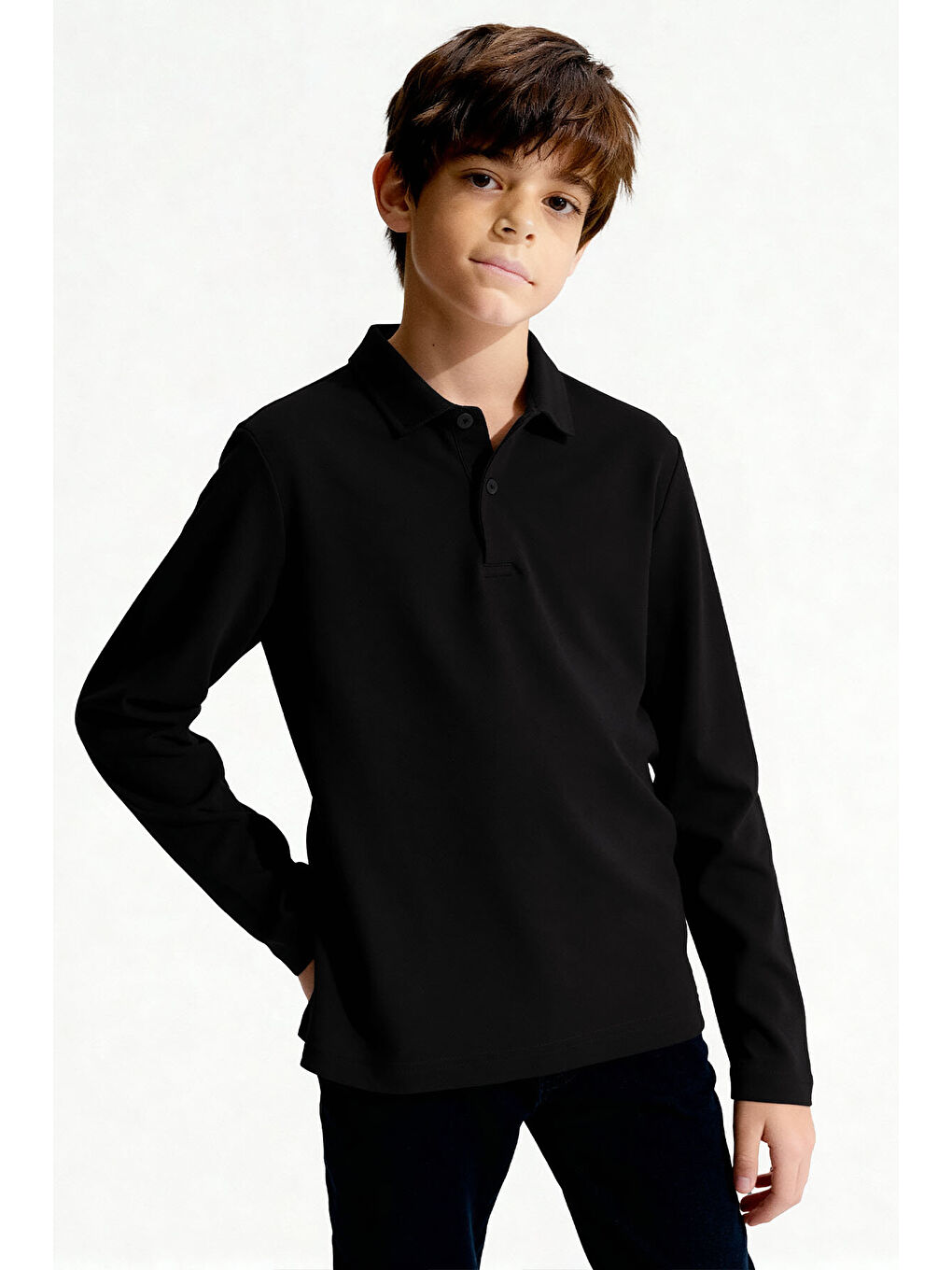 Basic Polo Yaka 3lü Paket Siyah-Beyaz-Çağla Unisex Çocuk T-Shirt - 11170-3