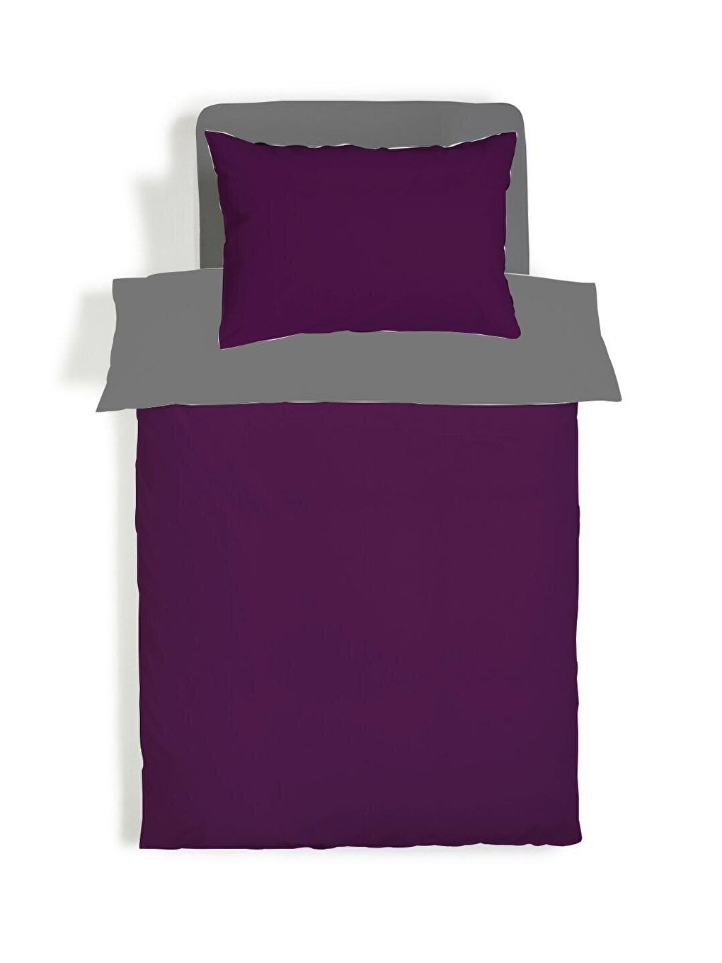 Karışık Çift Taraflı Düz Mor Çarşafsız Takım Tek Kişilik Nevresim Takımı 160x220 Cm-1