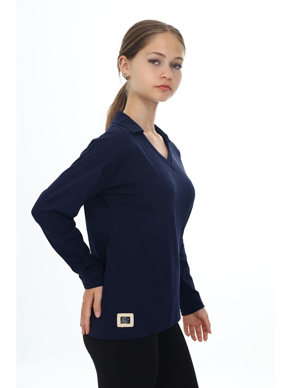 Lacivert Kız Çocuk Okul Tişört-2