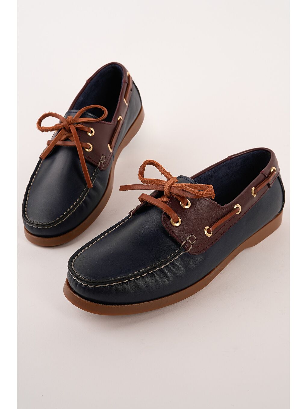 Lacivert GENOVA Hakiki Deri Bağcıklı Erkek Günlük Loafer Ayakkabı-1