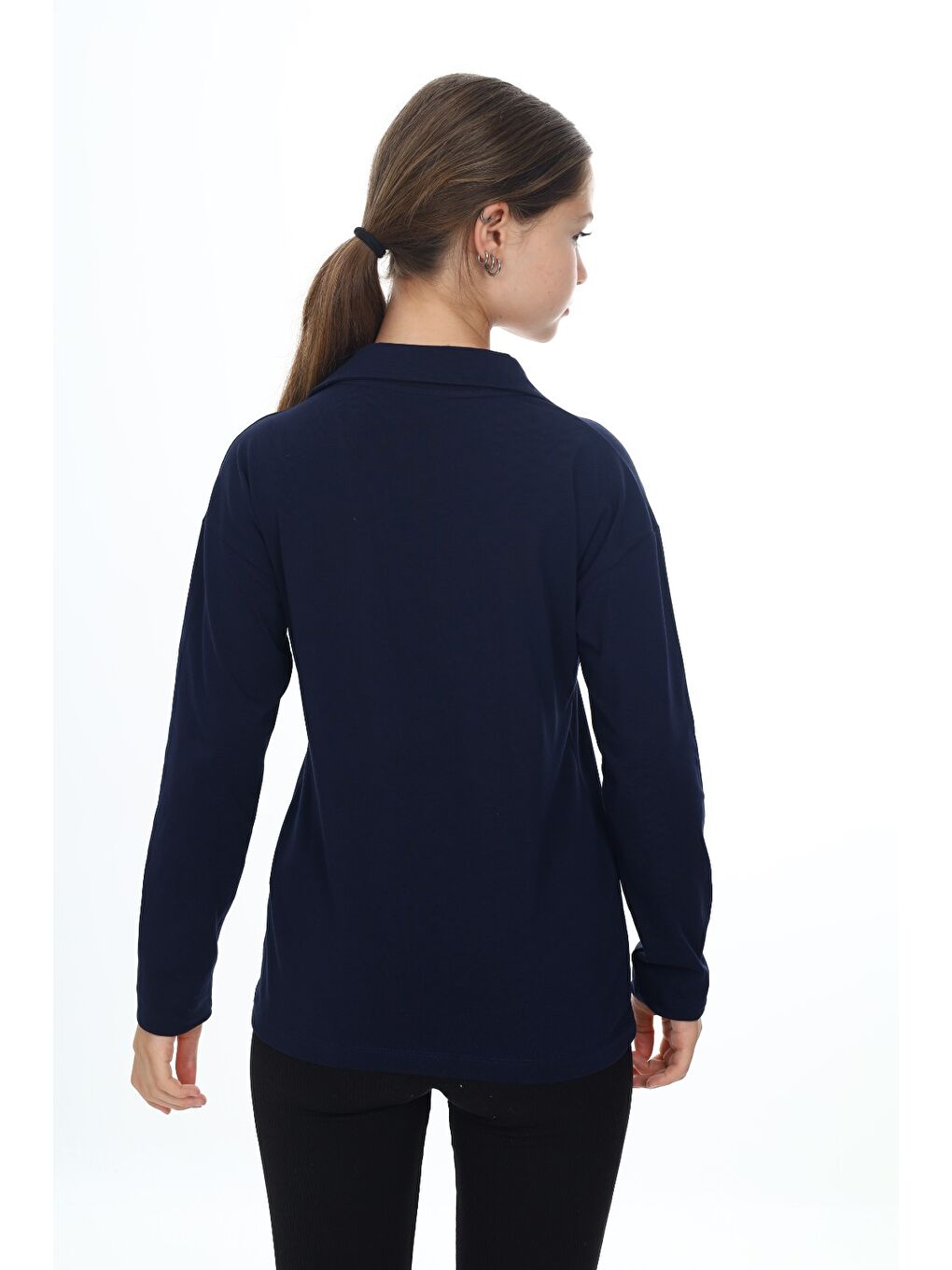 Lacivert Kız Çocuk Okul Tişört-3