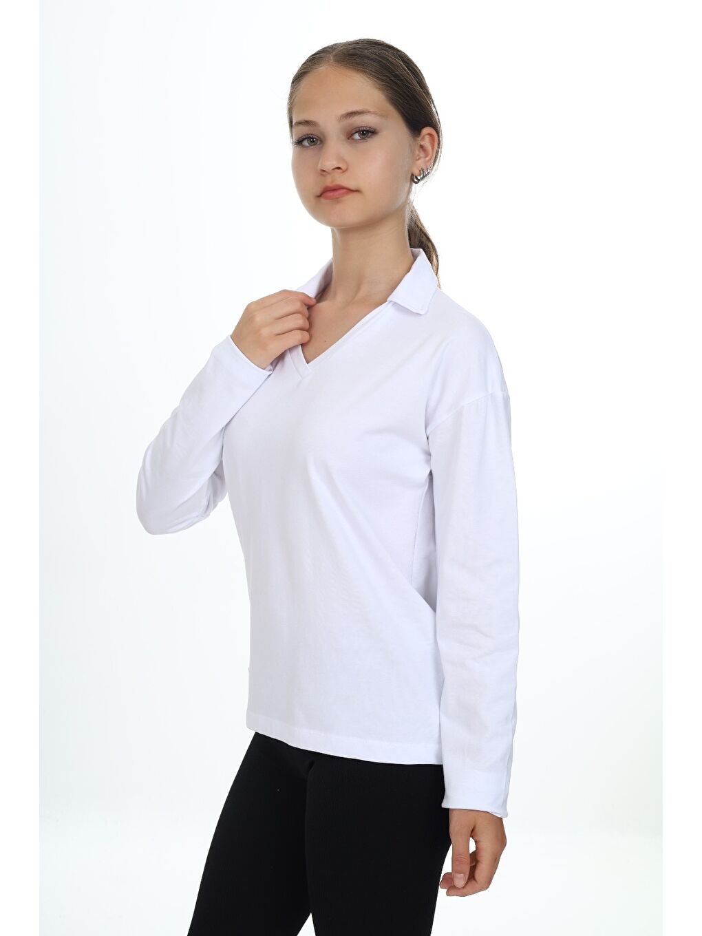 Beyaz Kız Çocuk Okul Tişört-4