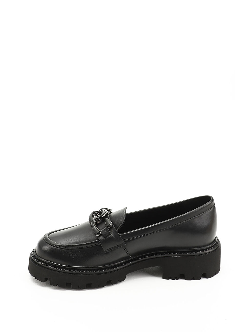 Mor Kadın ZÜMRÜT-SİYAH Kalın Topuklu Tokalı Hakiki Deri Loafer Ayakkabı-2