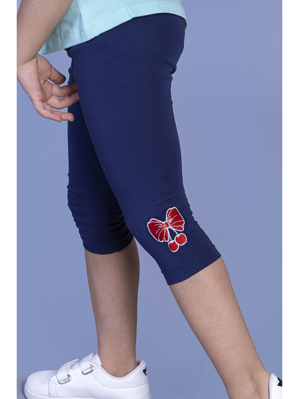 Turkuaz Kız Çocuk Vişne Baskılı Taytlı Takım-1