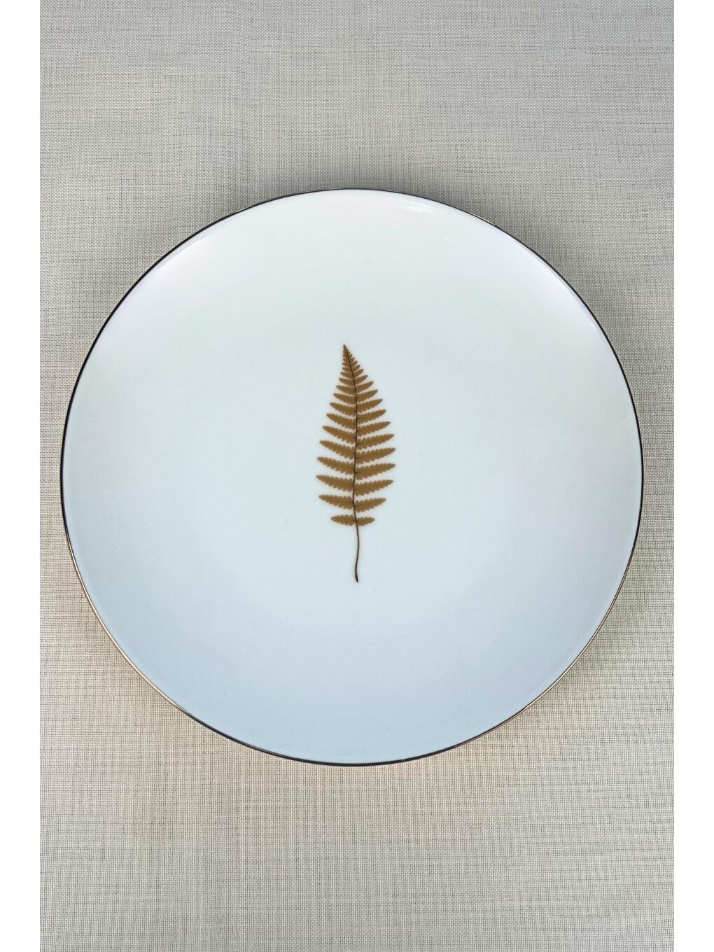 Karışık Porselen Natura Fern Altın Yaldız Servis Tabağı 24,50cm 4 lü-1