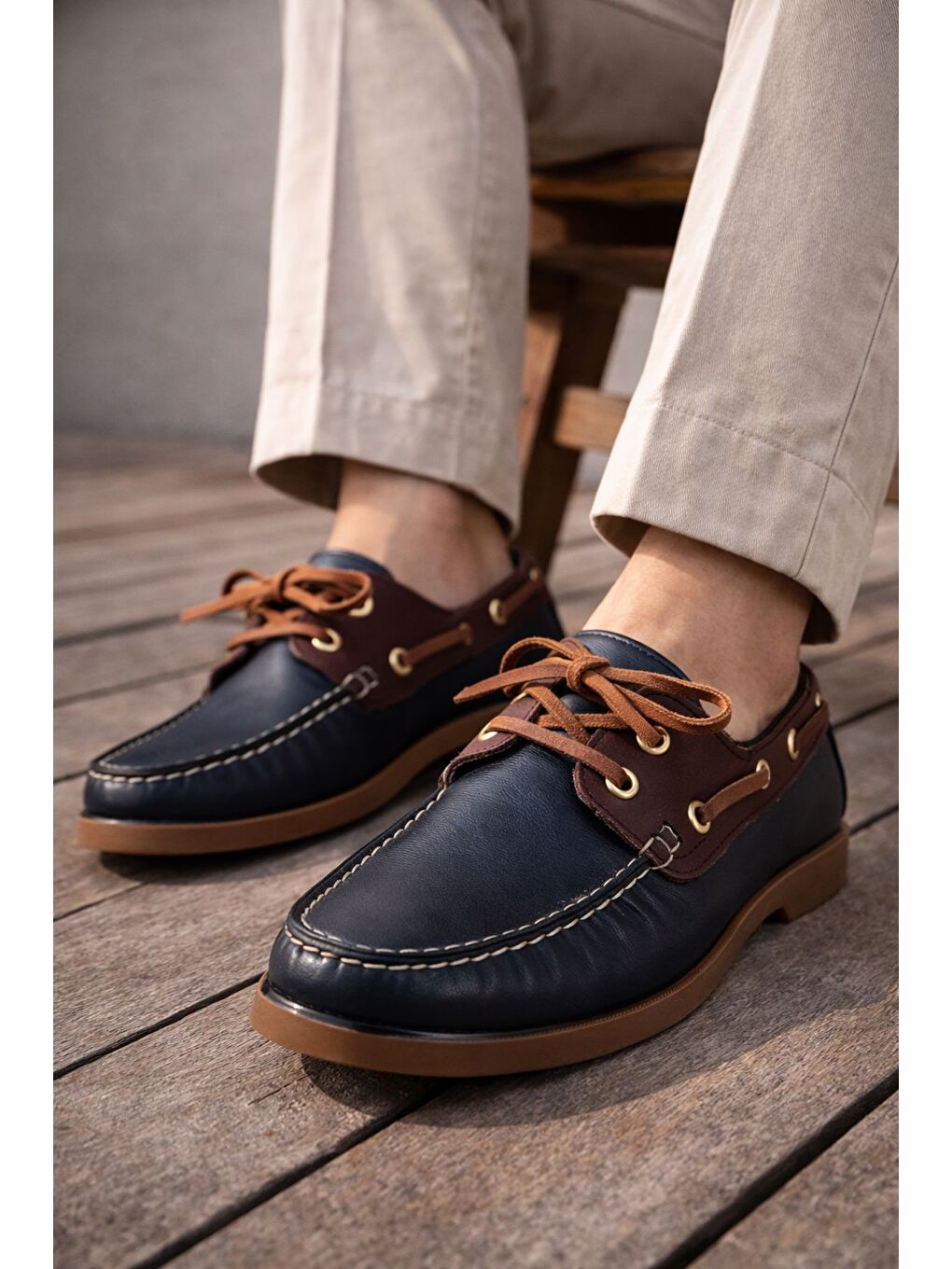 Lacivert GENOVA Hakiki Deri Bağcıklı Erkek Günlük Loafer Ayakkabı-5