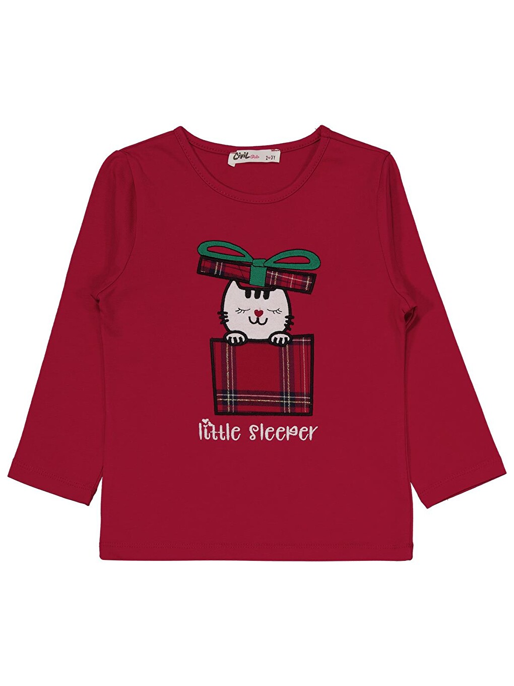 Girls Little Sleeper Nakışlı 2-5 Yaş Pijama Takımı - Bordo-2