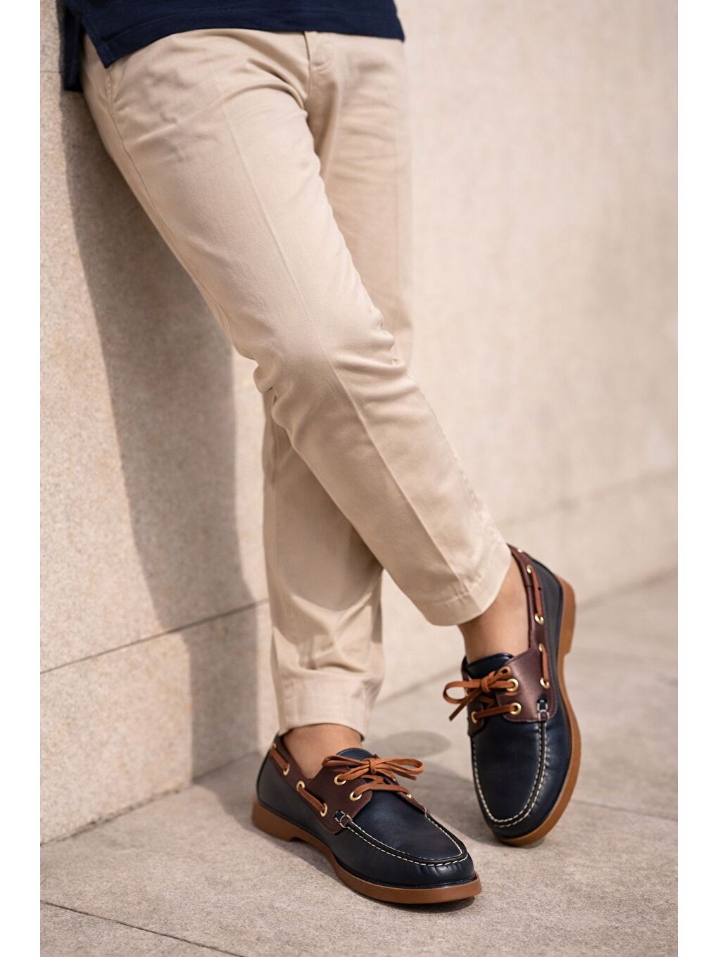 Lacivert GENOVA Hakiki Deri Bağcıklı Erkek Günlük Loafer Ayakkabı-7