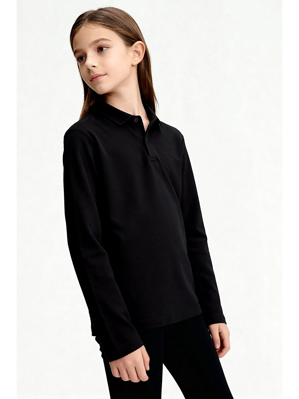 Basic Polo Yaka 2li Paket Siyah-Beyaz Unisex Çocuk T-Shirt - 11170-1