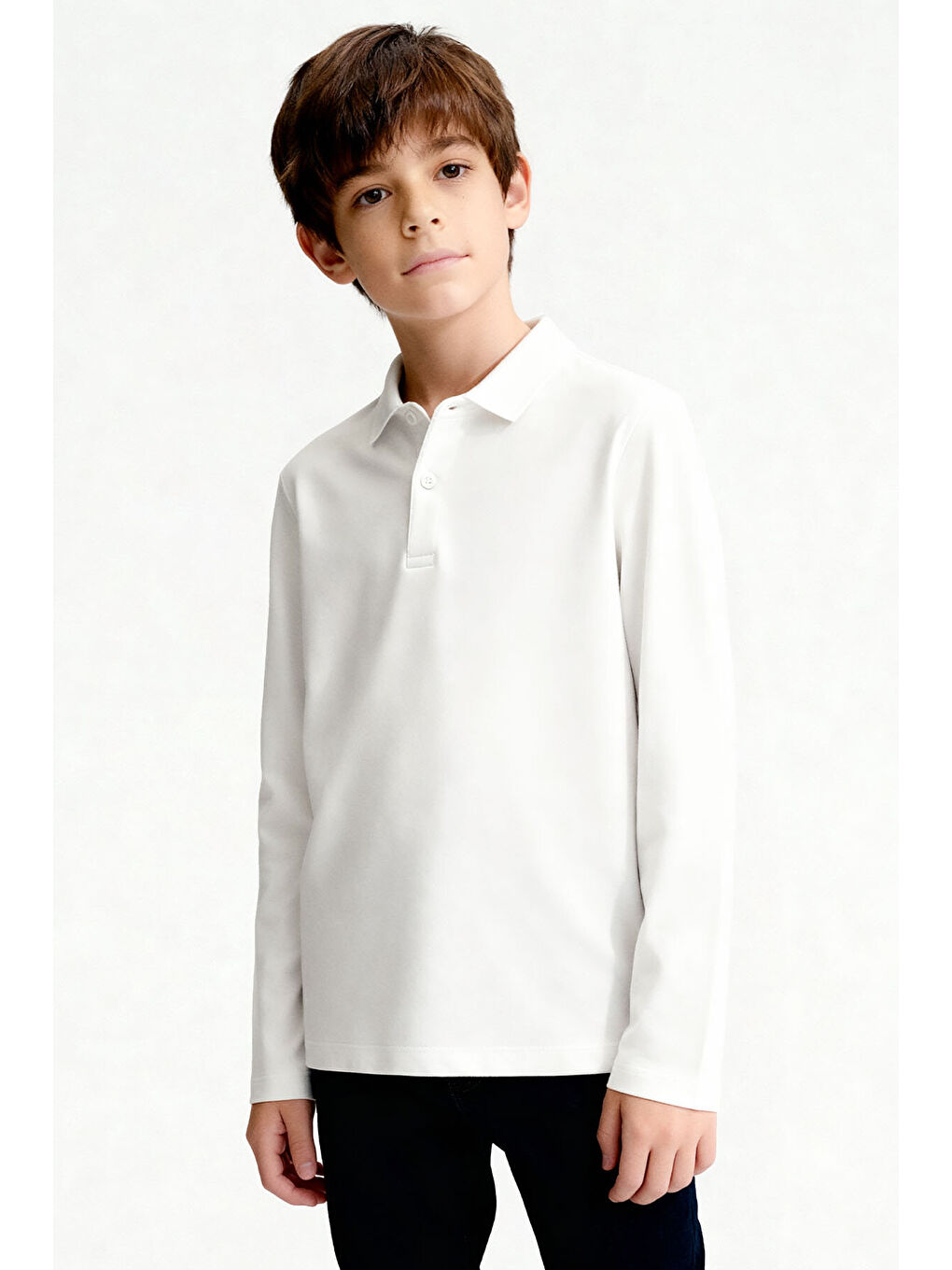 Basic Polo Yaka 2li Paket Siyah-Beyaz Unisex Çocuk T-Shirt - 11170-2