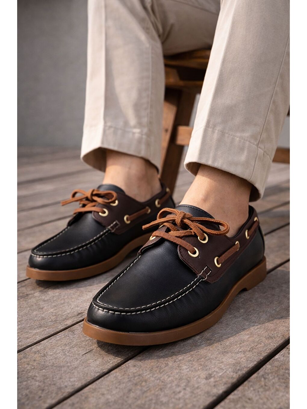Siyah GENOVA Hakiki Deri Bağcıklı Erkek Günlük Loafer Ayakkabı-5