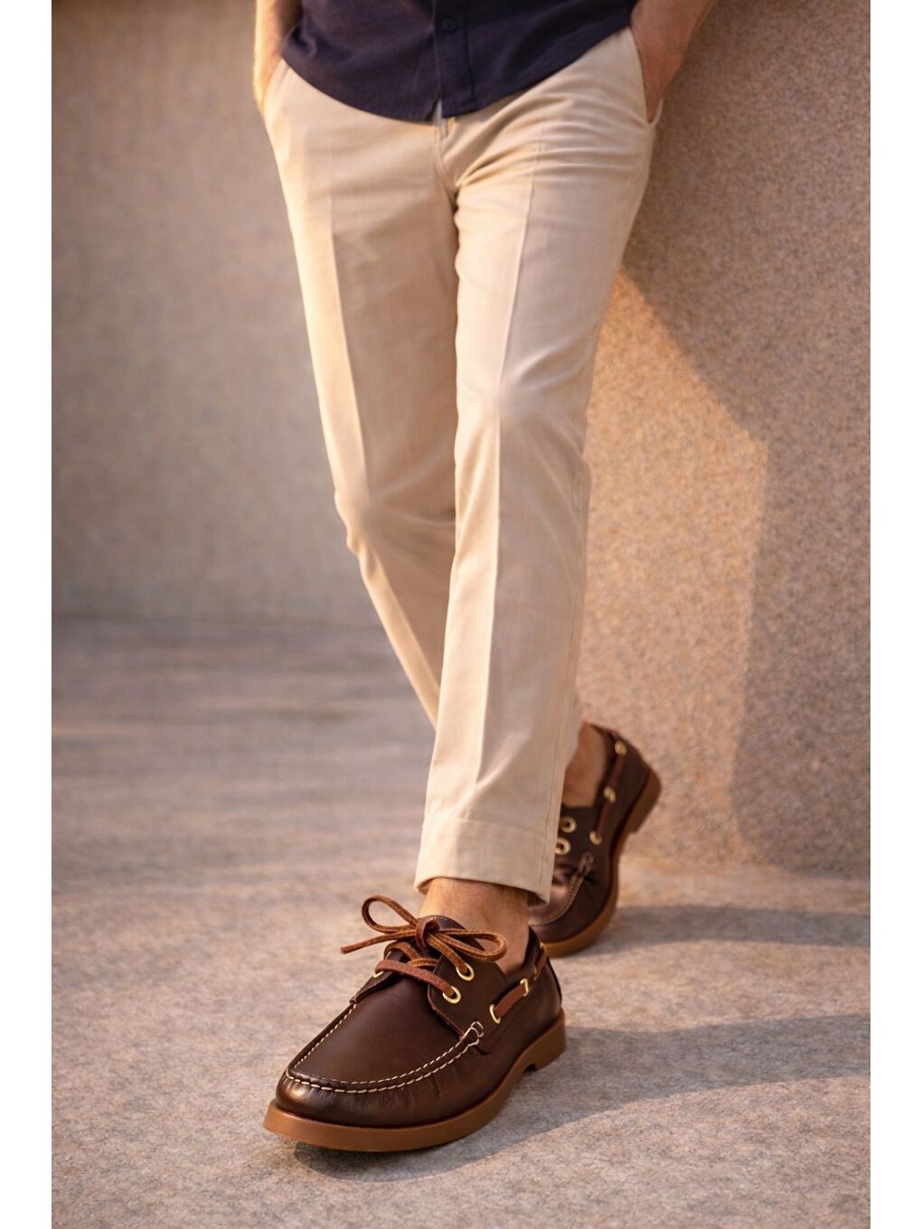 Kahverengi GENOVA Hakiki Deri Bağcıklı Erkek Günlük Loafer Ayakkabı-6