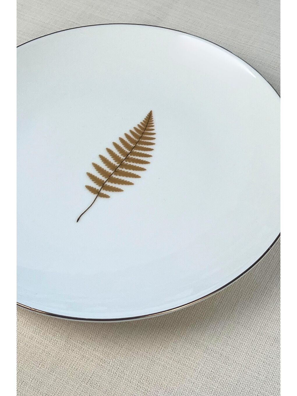 Karışık Porselen Natura Fern Altın Yaldız Servis Tabağı 24,50cm 6 lı-3