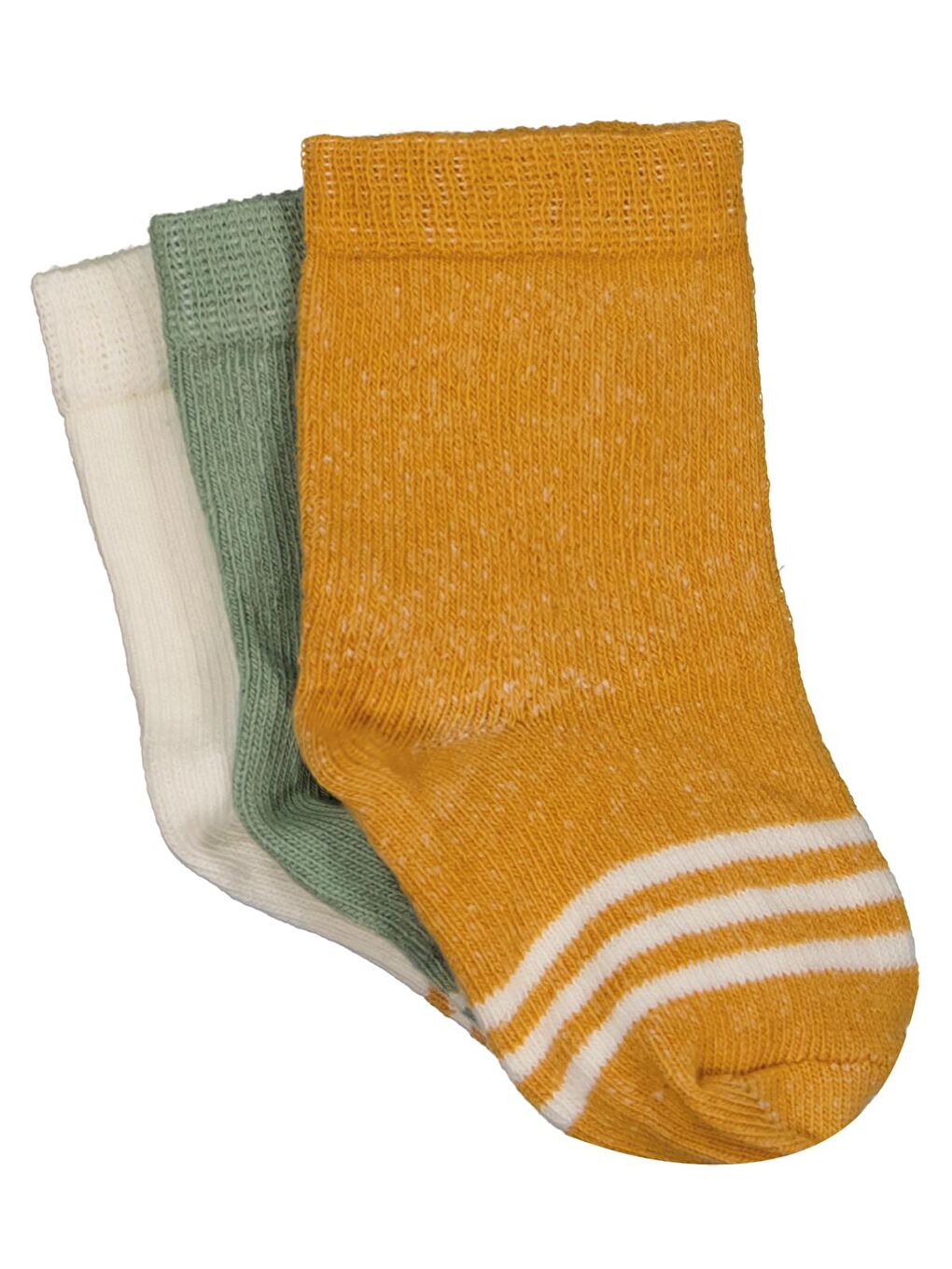 Beyaz Baby Basic Çizgili 3'lü 6- Bebek Erkek Çorap Set - Standart-3
