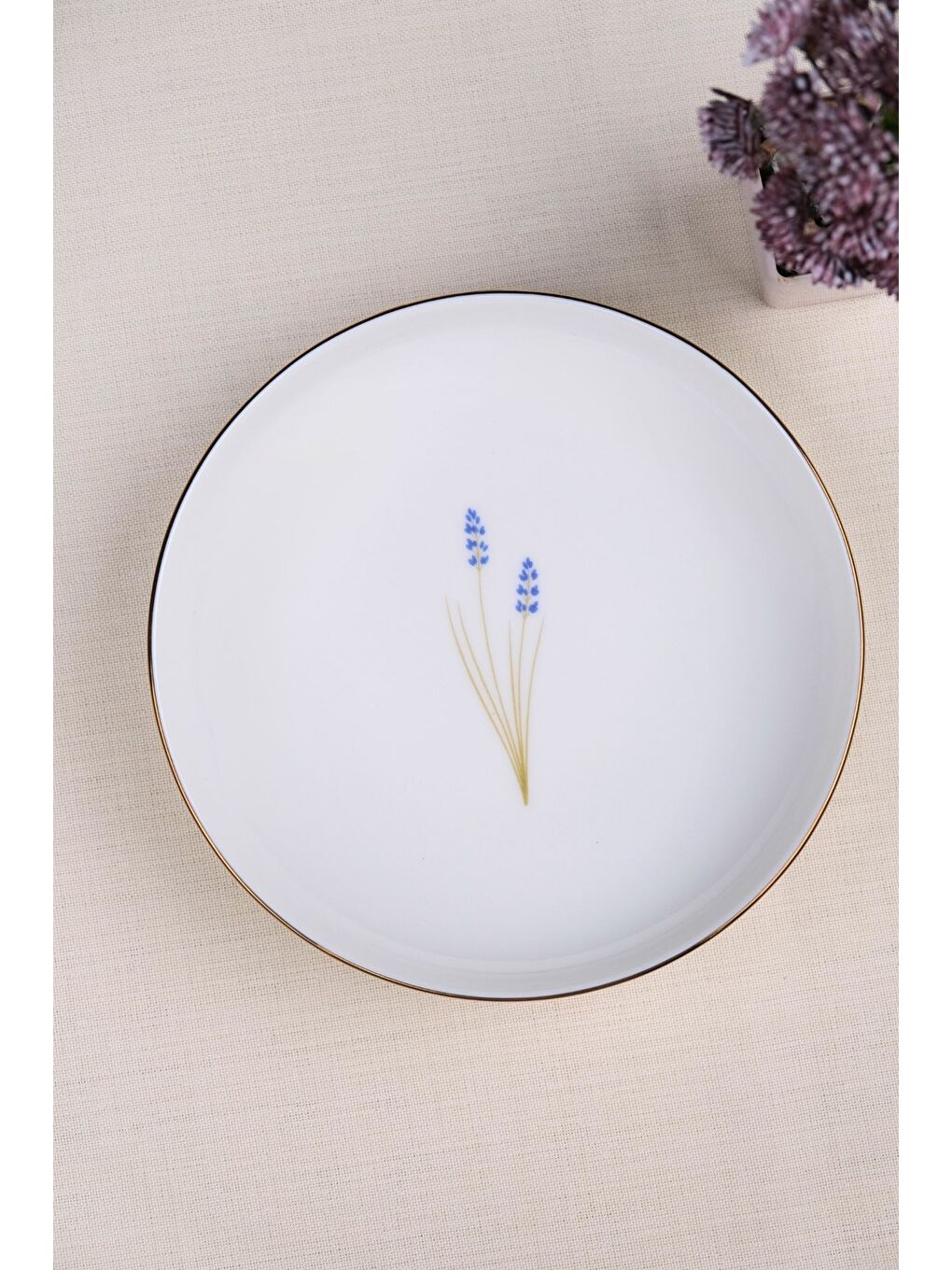 Karışık Porselen Natura Lavanta Altın Yaldız Çukur Tabak 18,50cm 2 li-2