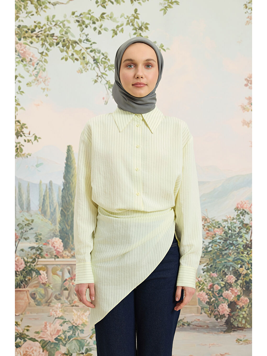 Gri Floş Viskon Düz Eşarp Füme-4