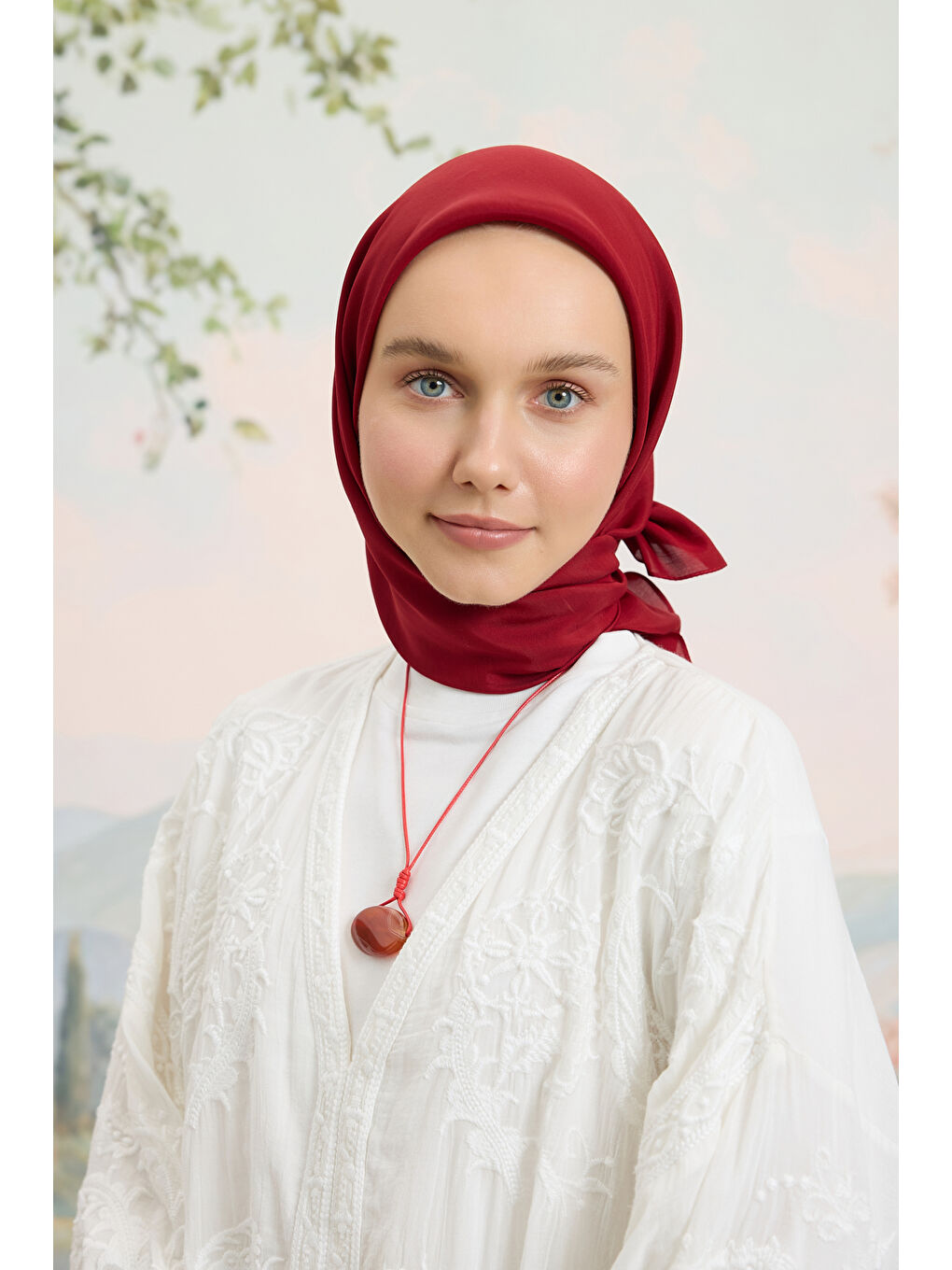 Floş Viskon Düz Eşarp Bordo-2