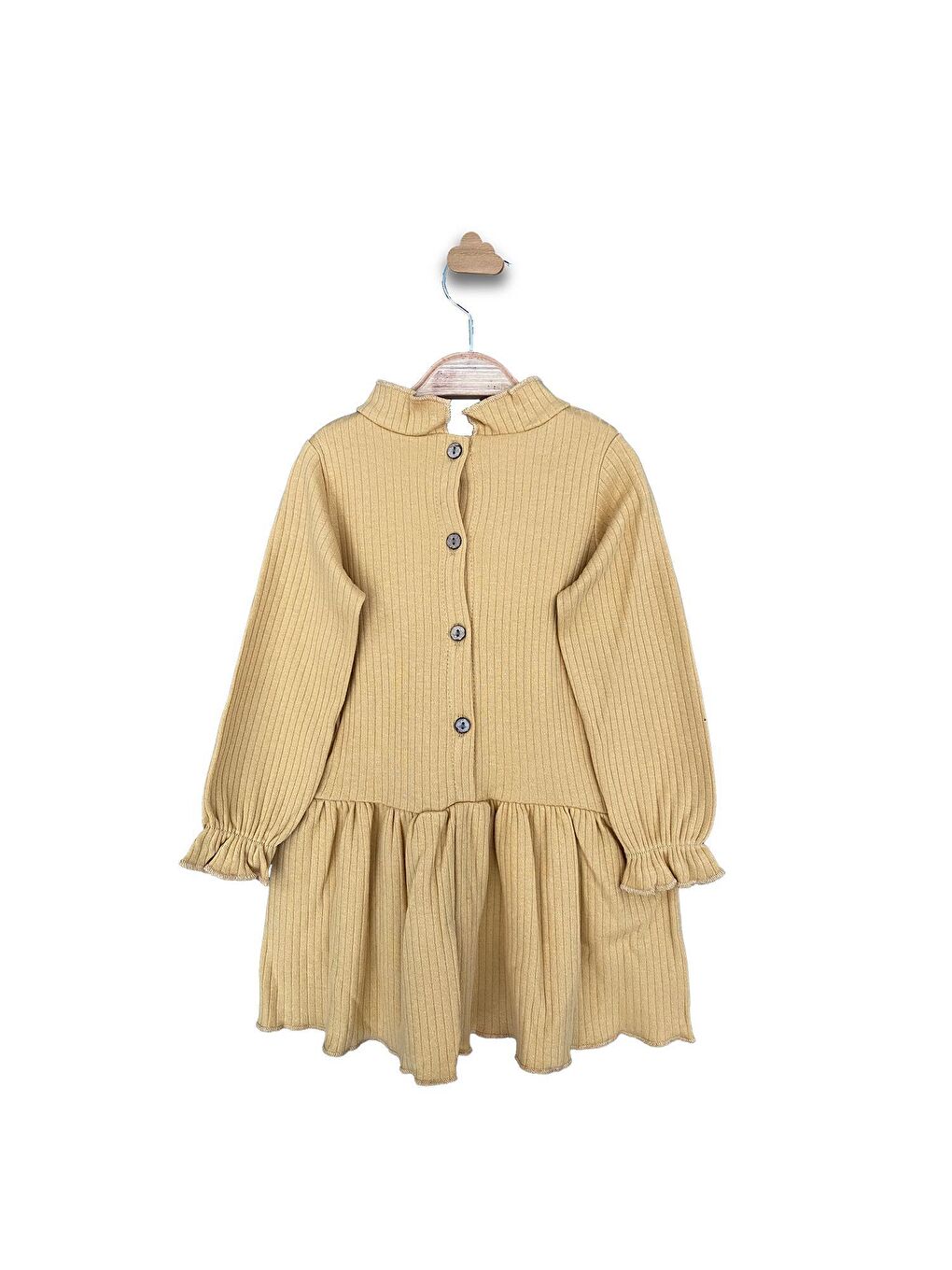 Sarı Papatya Nakışlı Kız Bebek Elbise-1