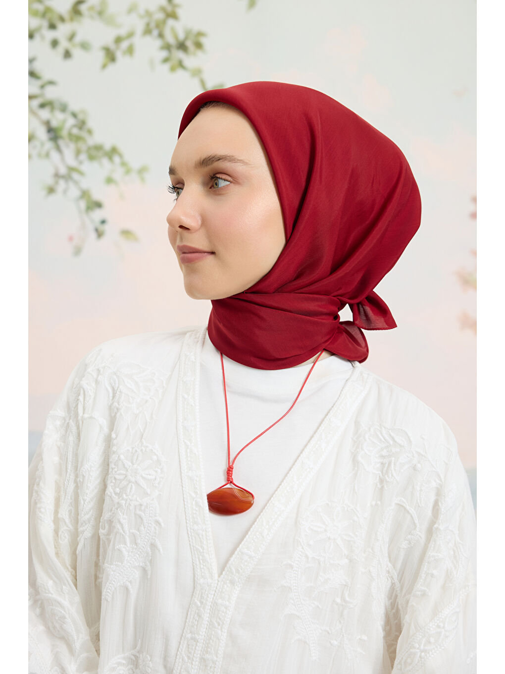 Floş Viskon Düz Eşarp Bordo-3