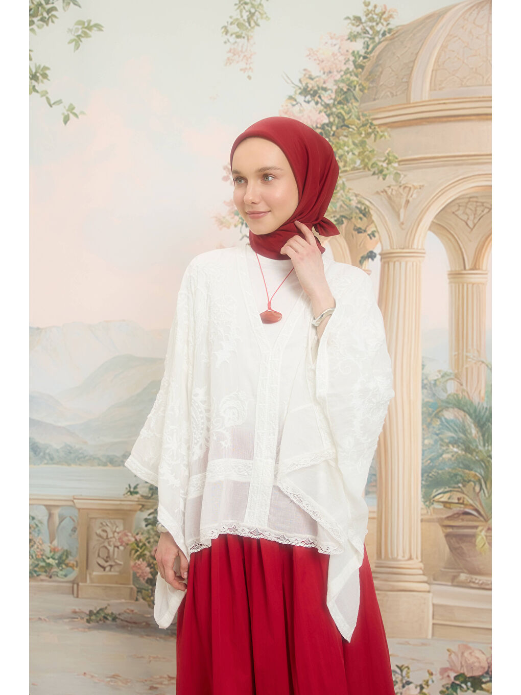 Floş Viskon Düz Eşarp Bordo-4