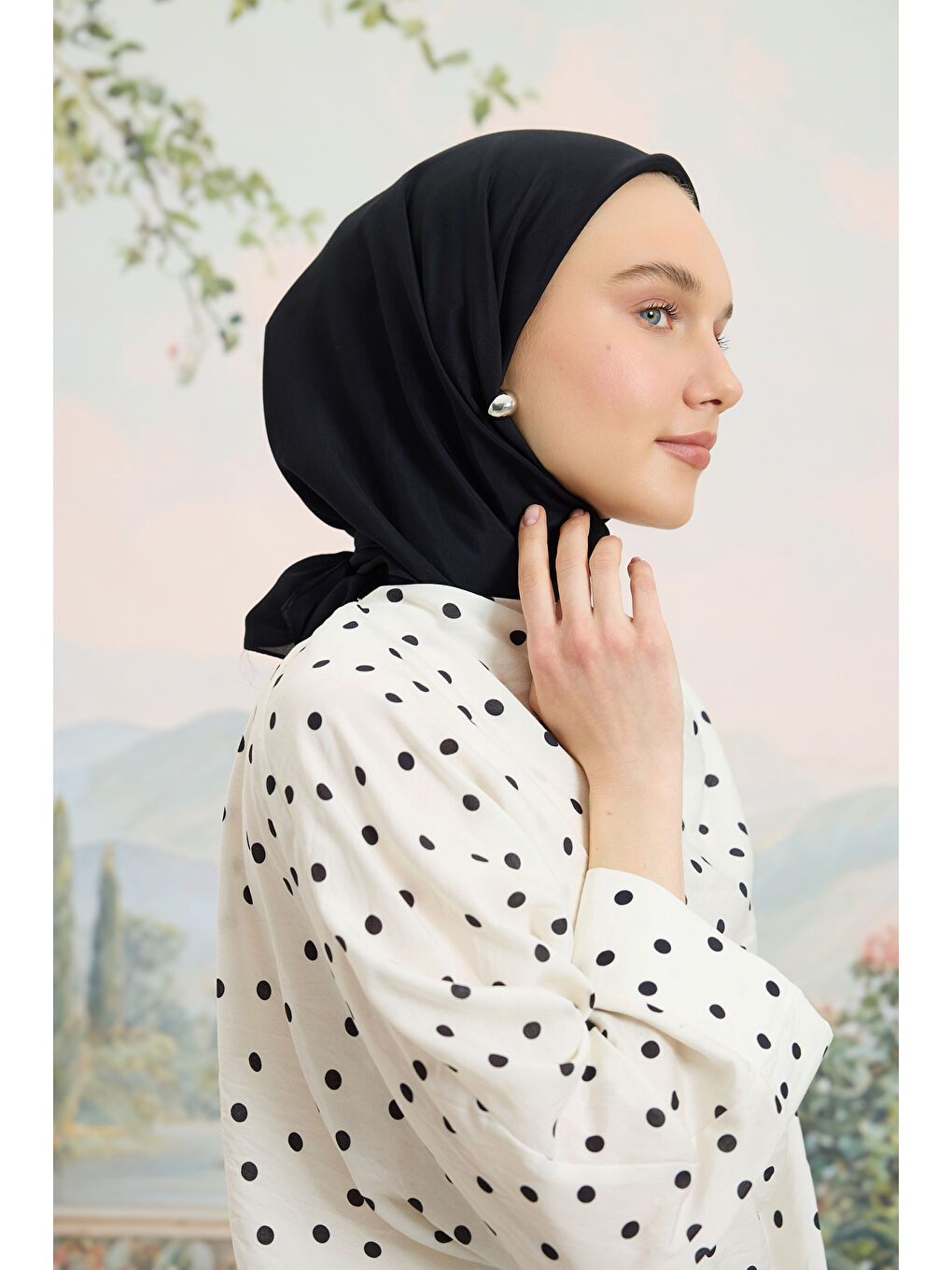 Floş Viskon Düz Eşarp Siyah-1