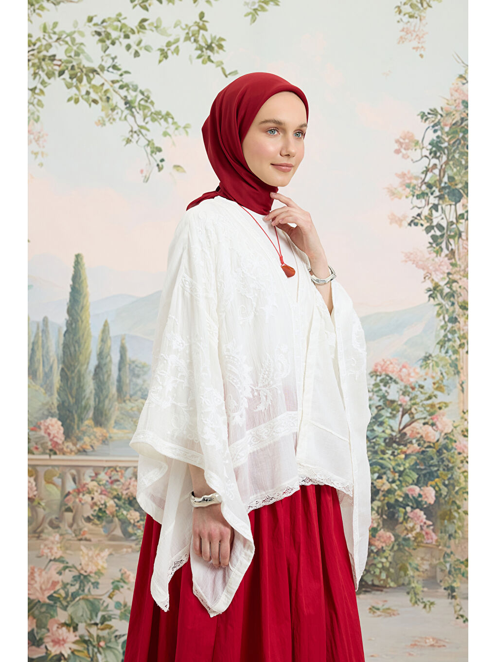 Floş Viskon Düz Eşarp Bordo-5