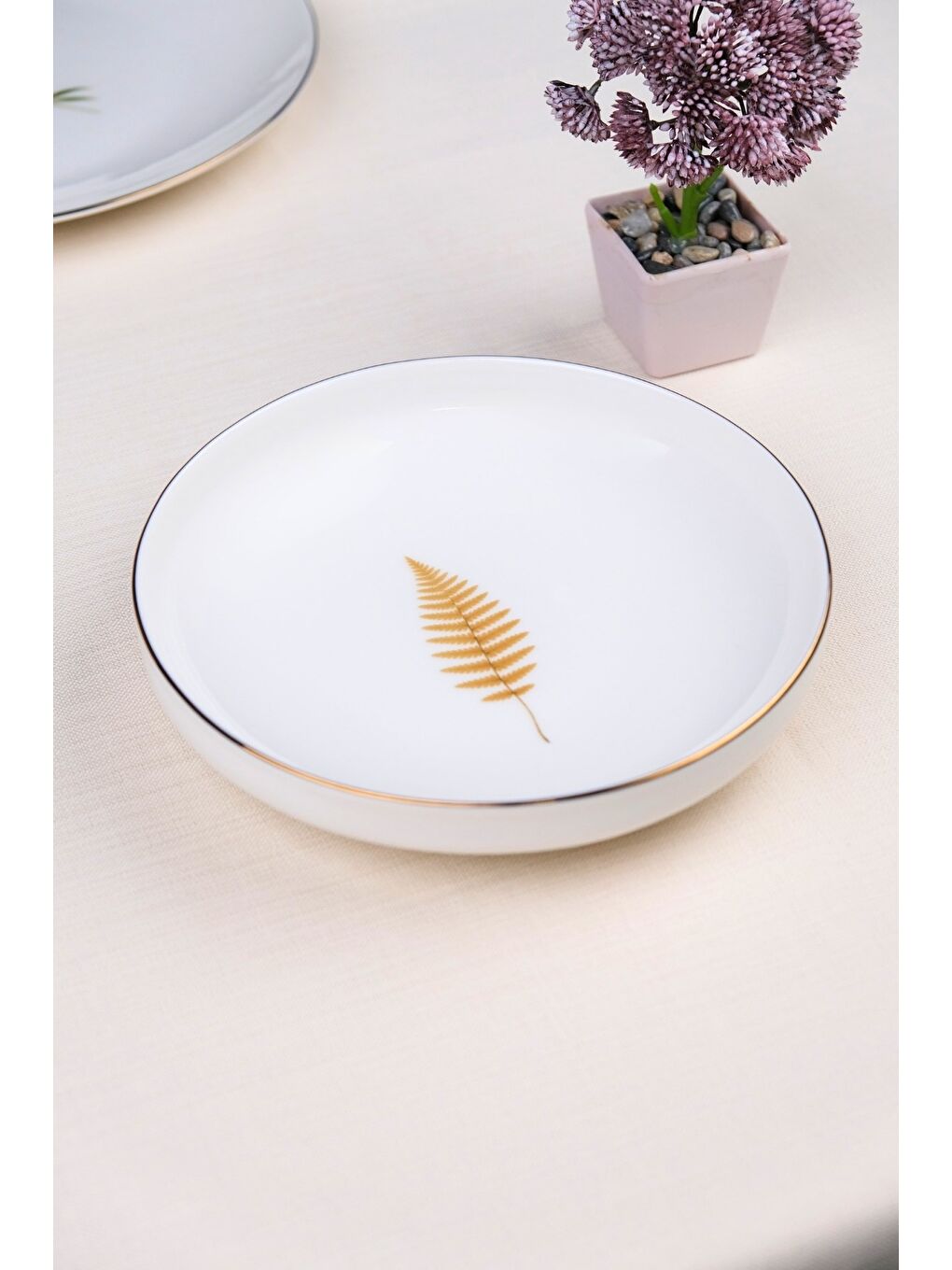 Karışık Porselen Natura Fern Altın Yaldız Çukur Tabak 18,50cm 6 lı-2