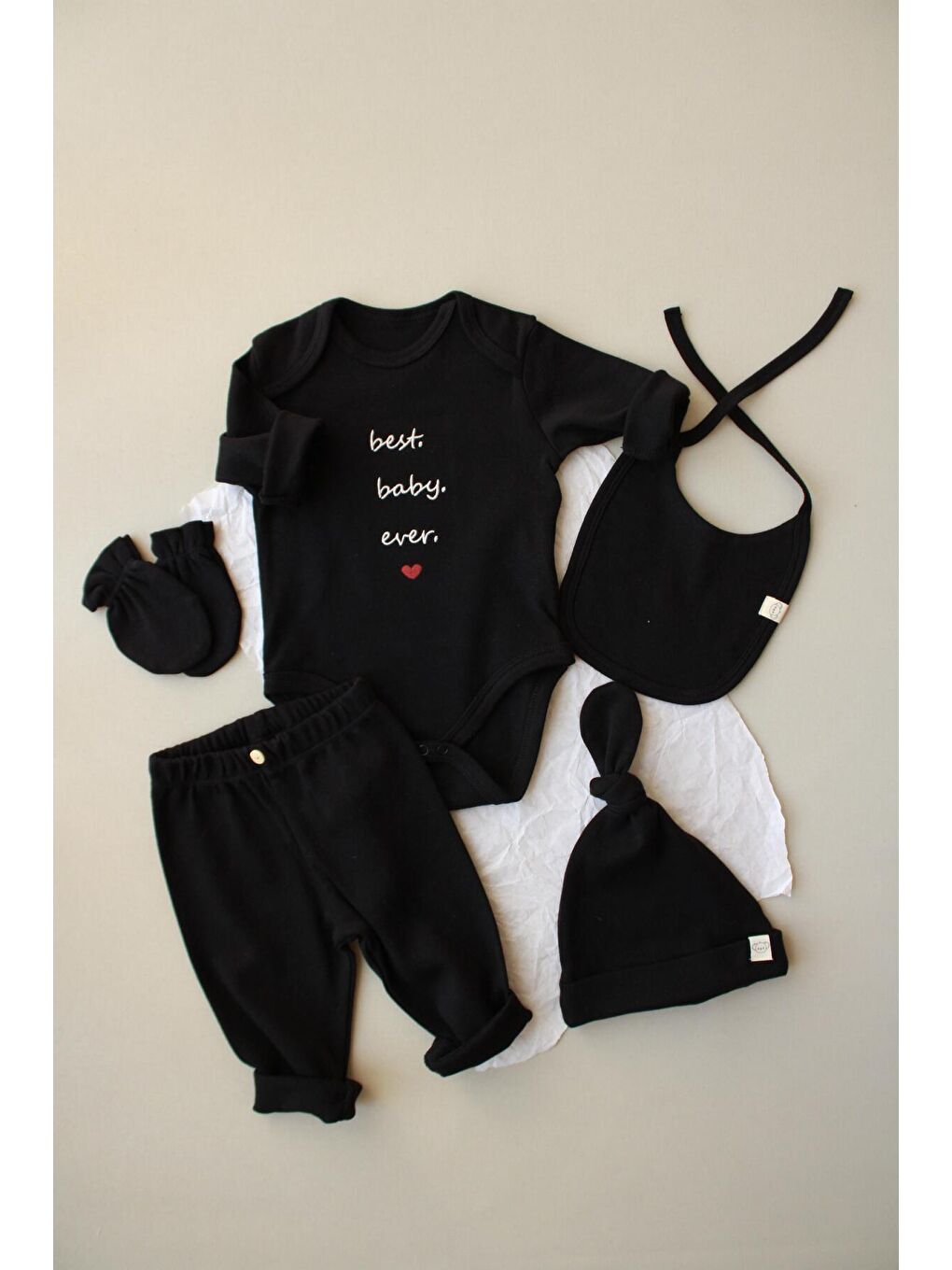 Siyah Baby Nakışlı 5li Uzun Kollu Yenidoğan Set (0-3 Ay)-2