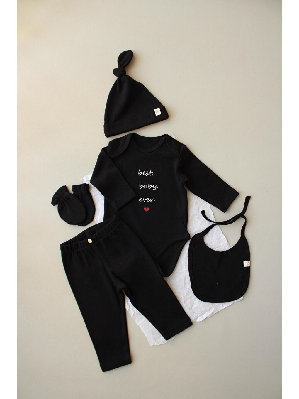 Siyah Baby Nakışlı 5li Uzun Kollu Yenidoğan Set (0-3 Ay)-3