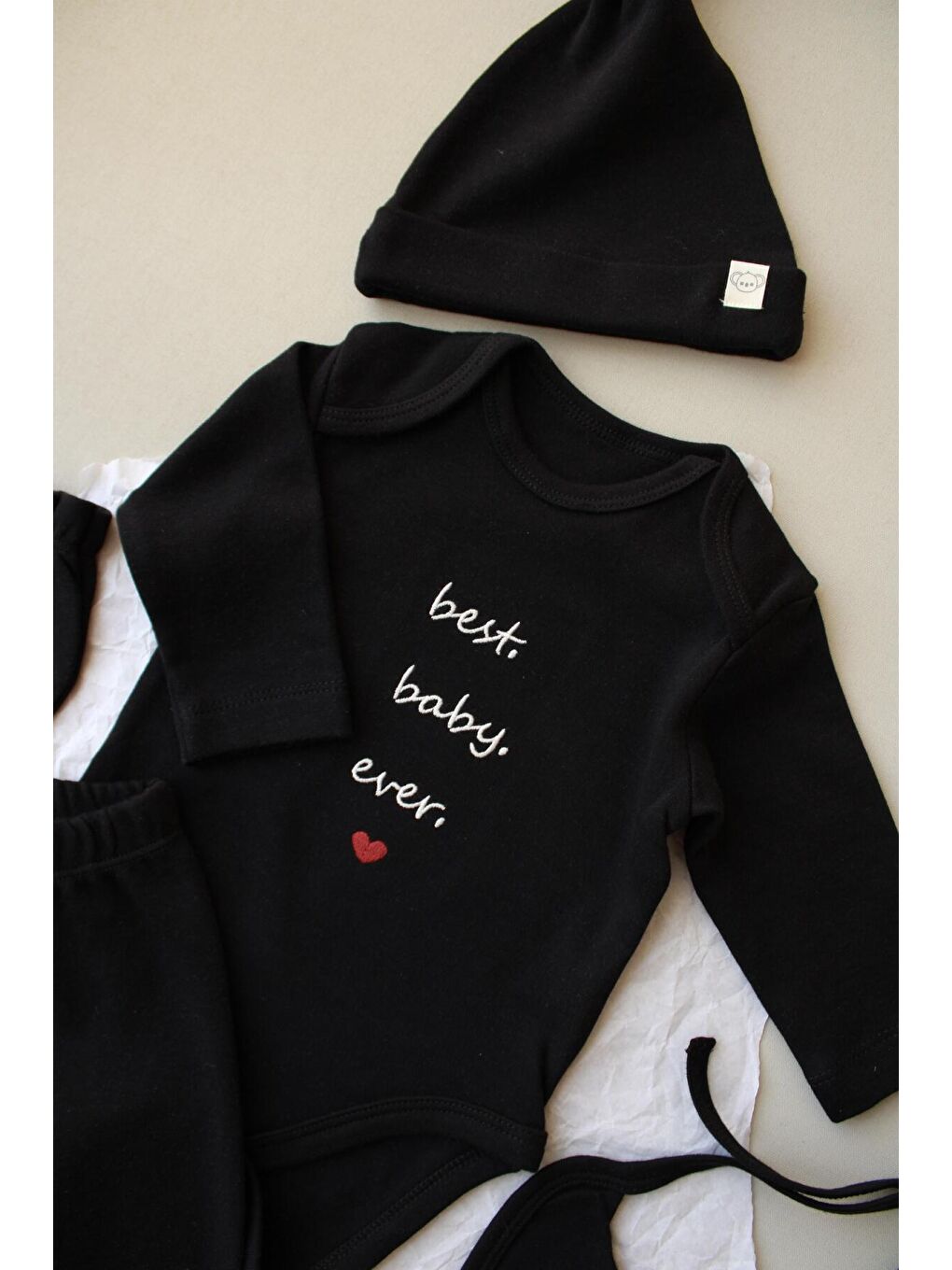 Siyah Baby Nakışlı 5li Uzun Kollu Yenidoğan Set (0-3 Ay)-4