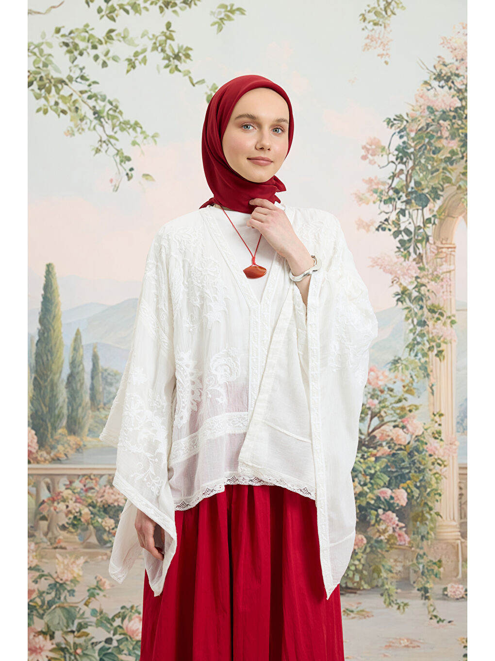 Floş Viskon Düz Eşarp Bordo-6