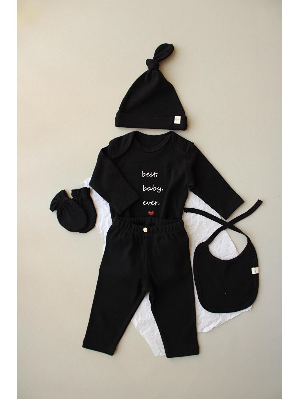 Siyah Baby Nakışlı 5li Uzun Kollu Yenidoğan Set (0-3 Ay)-5